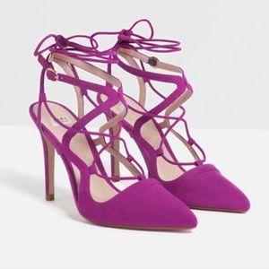 ZARA Fuchsia lace-up heels